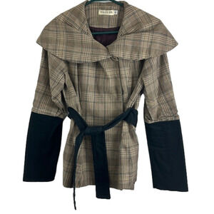 Rebecca King Plaid Belted Fall Jacket